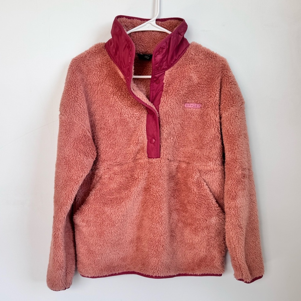 Spyder Pink Fleece Pullover with Button Neck Size Medium